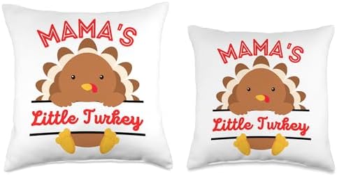 Funny Thanksgiving Turkey Boy Girl Turkeys Gifts Ma's Little Turkey Funny Thanksgiving Dinner Boy Girl Throw Pillow, 18x18, Multicolor - Image 3