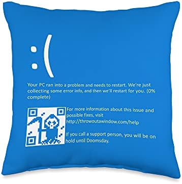 Funny Nerdy Blue Screen of Death Windows BSOD Halloween Geek Throw Pillow