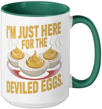 I’m Just Here for the Deviled Eggs Egg Expert Deviled Egg Ceramic Mug, Dark Green/White, 15oz - Image 2