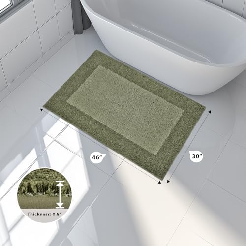 anllugs Bathroom Rugs, 30" x 46" Soft Bath Rugs, Olive Green & Green