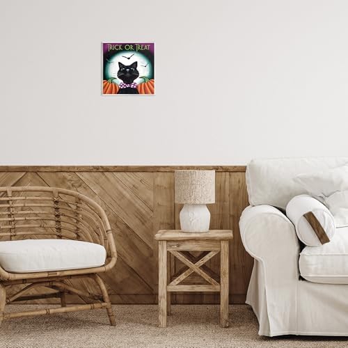 Trick or Treat Cat Halloween, 12 x 12 Inch Mounted Print on Wall Plaque