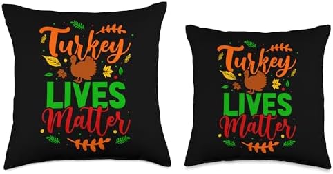 gossip rag Happy Thanksgiving Turkey Lives Matter Funny Throw Pillow, 18x18, Multicolor - Image 3