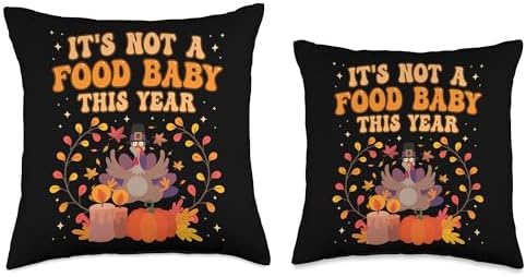 Funny Thanksgiving Food Baby Humor Outfit for Fall Family Throw Pillow - Image 3
