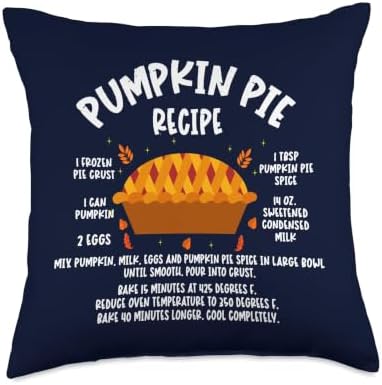 Pumpkin Pie Recipe Thanksgiving Turkey Day Fall Costume Throw Pillow by Unknown