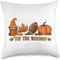 Autumn Thanksgiving Pumpkin Spice Gnome Tis The Season Pumpkin Fall Leaf Spice Latte Football Throw Pillow, 18x18, Multicolor by Unknown