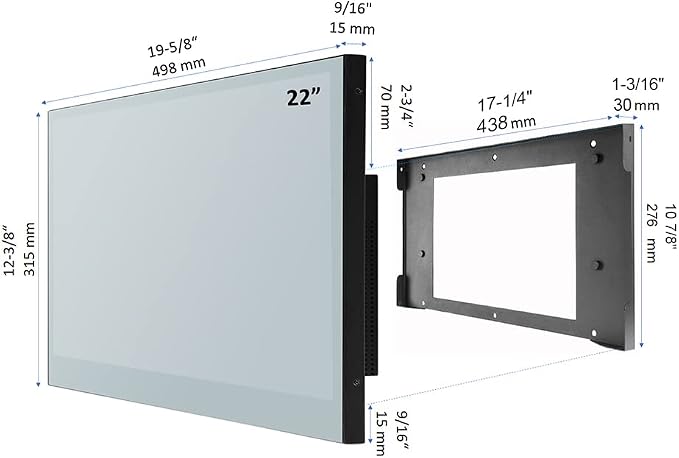 Soulaca 22 inches Smart Mirror TV for Bathroom, Android System Waterproof Wall-Mounted Vanity Mirror Display with Built-in WiFi & Bluetooth ATSC Tuner 12V DC Power