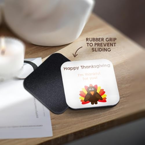 3dRose BrooklynMeme Happy Thanksgiving - Happy Thanksgiving Im Thankful for You with a Picture of a Cute Turkey - Set of 8 Coasters - Soft (CST_221877_2) - Image 4