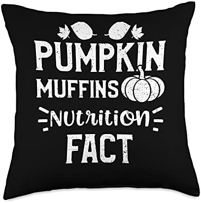 Thanksgiving: Pumpkin Muffins Nutrition Fact - Pumpkin Throw Pillow by Unknown