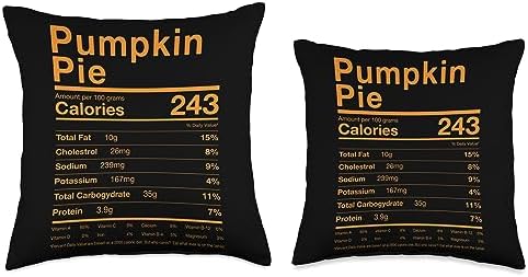 Funny Thanksgiving Family Nutrition Facts Costume Pumpkin Pie Nutrition Facts Funny Thanksgiving Halloween Throw Pillow, 16x16, Multicolor - Image 3