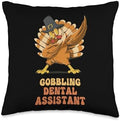 Thanksgiving Holiday Gifts and Designs Dabbing Turkey Dental Assistant Funny Thanksgiving Throw Pillow, 16x16, Multicolor by Unknown
