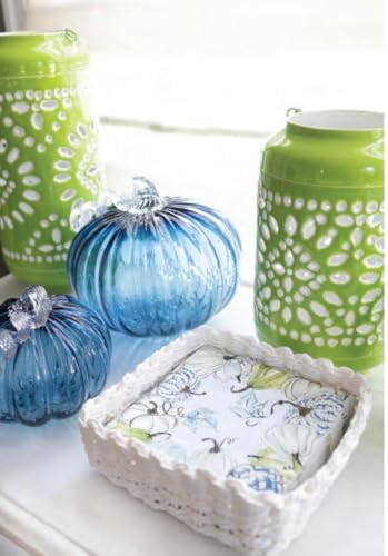 Boston International Handblown Art Glass Pumpkin Thanksgiving Halloween Decorations for Home, Large, Savory Blue - Image 3