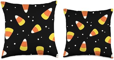 Halloween Candy Corn Pattern Throw Pillow