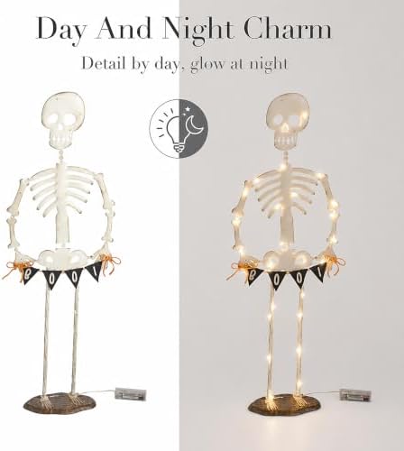 Mud Pie Light Up Skeleton Sitter Halloween Decor, Halloween Skeleton