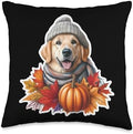 Autumn Fall Kuvasz Dog Owner Thanksgiving Mom Dad Pampkin Throw Pillow by Unknown