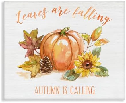 Stupell Industries Leaves Falling Autumn Calling Sentiment Pumpkin Pinecone Sunflower by StupellIndustries