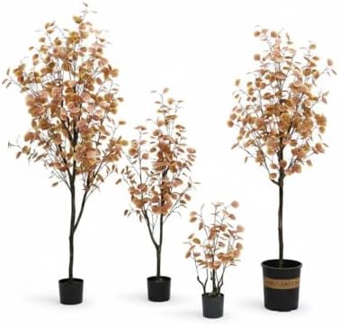 Artificial Eucalyptus Tree in Pot Realistic Fake Fall Plant for Home Office Decor, Thanksgiving Autumn Silk Leaves Faux Tree for Party Decoration - Image 7