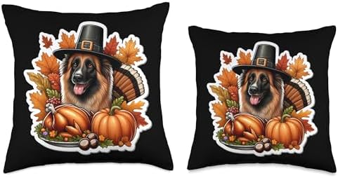Thanksgiving Belgian Laekenois Dog Owner Mom Dad Funny Fall Throw Pillow - Image 3