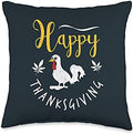 Vintage Happy Thanksgiving Pilgrim Turkey Family Matching Throw Pillow by Unknown