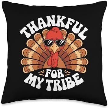 Thankful For My Tribe, Friendsgiving Squad, Thanksgiving Throw Pillow by HadleyDesigns
