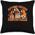Funny Thanksgiving Gnomes Autumn Leaves And Pumpkins Please Throw Pillow by Unknown