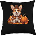 Autumn Pumpkin Fall Season Cute Corgi Thanksgiving Dog Throw Pillow by Unknown