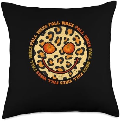 Autumn Foliage Pumpkin Decor Fall Leaves Shirt Fall Vibes Groovy Thankful Retro Hello Autumn Thanksgiving Throw Pillow, 18x18, Multicolor by Unknown