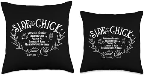 Thanksgiving Vintage Side Chick Social Club Funny Dishes Throw Pillow - Image 3