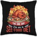 Thanksgiving Food Thanksgiving See Diet Turkey Food Cooking Costume Throw Pillow, 16x16, Multicolor by Unknown
