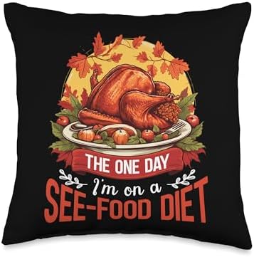 Thanksgiving Food Thanksgiving See Diet Turkey Food Cooking Costume Throw Pillow, 16x16, Multicolor by Unknown