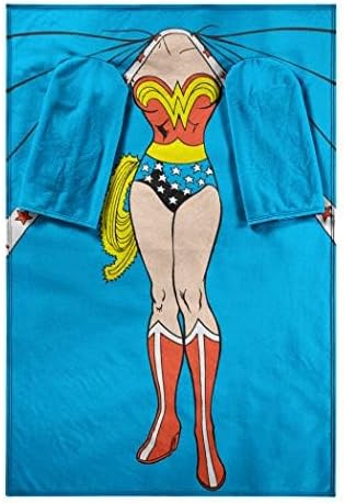 Northwest Wonder Woman Adult Silk Touch Comfy Throw Blanket with Sleeves, 48" x 71"