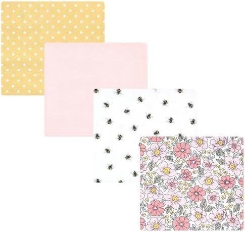 Hudson Baby Unisex Baby Cotton Flannel Receiving Blankets, Pink Yellow Pretty Floral, One Size by HudsonBaby