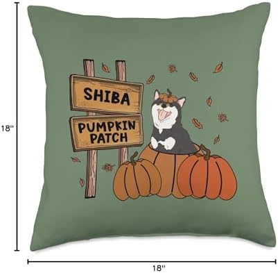 Shiba Inu Pumpkin Patch Dog Lovers Thanksgiving Halloween Throw Pillow - Image 4