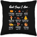 God’s Autumn Blessings – Fall Thanksgiving Faith Symbols Throw Pillow by Unknown
