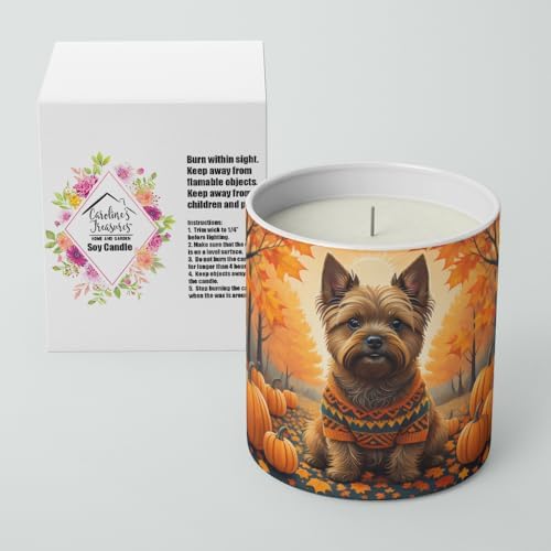 Caroline's Treasures DAC1031CDL Cairn Terrier Fall Decorative Soy Candle Nature Soy Wax Essential Oil Home Decor Ideal for Bedroom Kitchen Bath Office Gift, 10 oz - Image 2