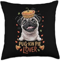 Pug-kin Pie Lover Funny Dog Thanksgiving Pug Throw Pillow by Unknown