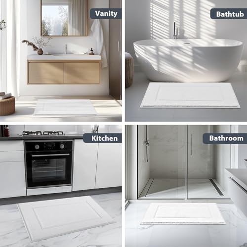 anllugs Bathroom Rugs, 30" x 60" Soft Bath Rugs, White