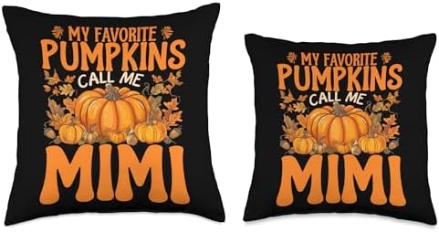 My Favorite Pumpkins Call Me Mimi Thanksgiving Grandmother Throw Pillow - Image 3