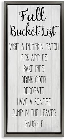 'Fall Bucket List Casual Sign'| Floating Frame Canvas Art by StupellIndustries