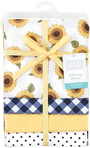 Hudson Baby Unisex Baby Cotton Flannel Receiving Blankets, Sunflower, One Size - Image 2