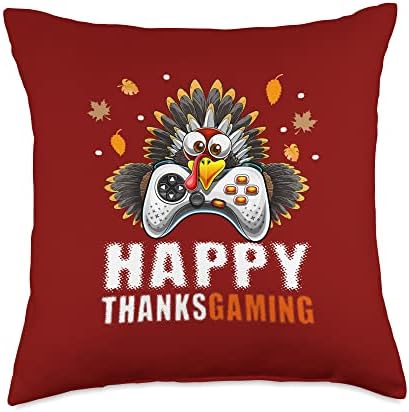 Happy Thanksgaming Thanksgiving Video Gamer Gaming Decor Kid Throw Pillow by Unknown