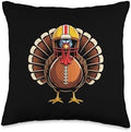 Football Turkey Fan Funny Thanksgiving Football Men Women Throw Pillow by Unknown