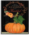 Thankful Pumpkin Thanksgiving Typography, 16 x 20 Inch Framed Giclée Print by StupellIndustries