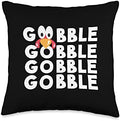 Kids Thanksgiving Turkey Face Gobble Gobble Gobble Throw Pillow by Unknown