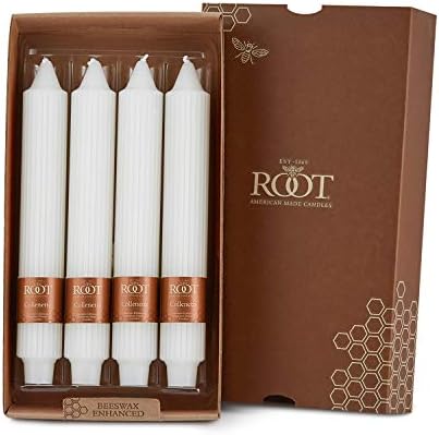 Root 4-Count Unscented Grecian Collenette Candles, 9-Inch, White by RootCandles