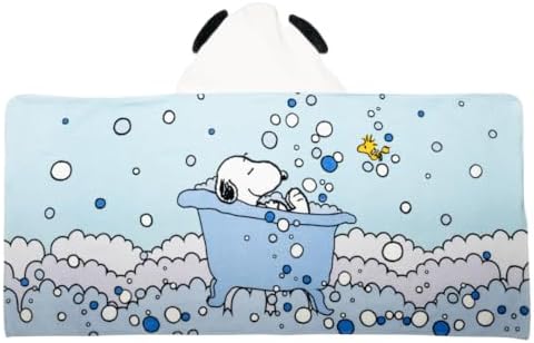 Peanuts Snoopy Bubble Bath Kids Super Soft Bath/Pool/Beach Soft Cotton Terry Hooded Towel Wrap, 24 in x 50 in, (Officially Licensed Product) by Franco