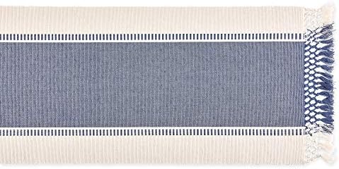 DII Dobby Stripe Table Runner, 13x72, French Blue & Cream Background - Image 2