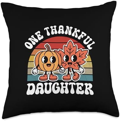 One Thankful Daughter Funny Autumn Thanksgiving Throw Pillow by Unknown