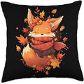 Fall Vibes Autumn Season Fox Fall Season Autumn Leaves Thanksgiving Throw Pillow, 18x18, Multicolor by Unknown