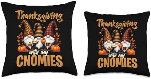 Thanksgiving with My Gnomies Funny Turkey Day Gnomes Throw Pillow - Image 3