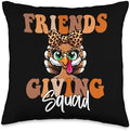 Friends Squad Thanksgiving 2024 Turkey Face Leopard Throw Pillow by Unknown
